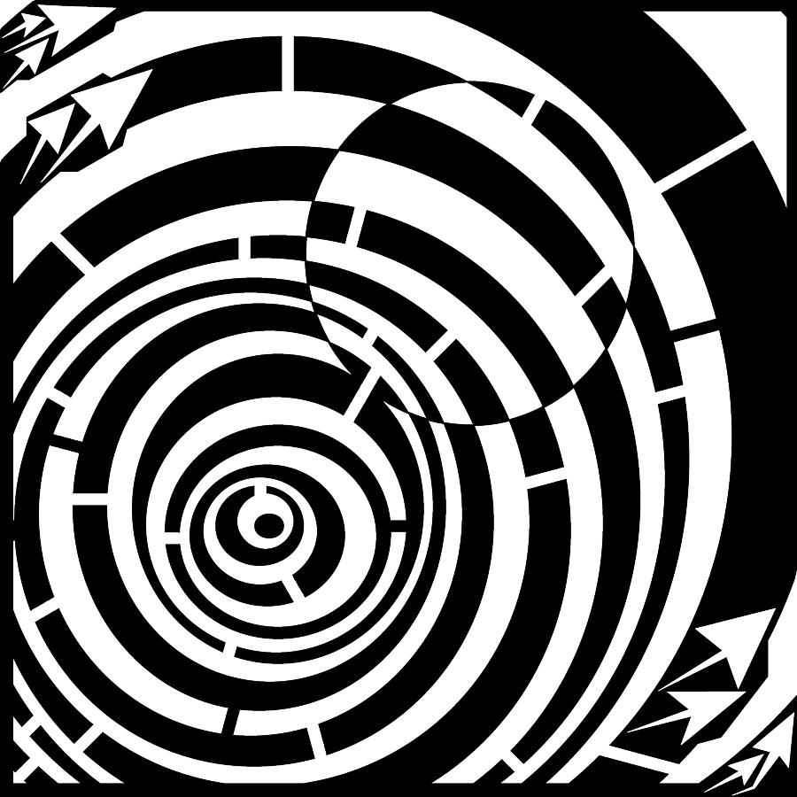 Spin Art Loose Ball Maze Drawing by Yonatan Frimer Maze Artist - Fine ...