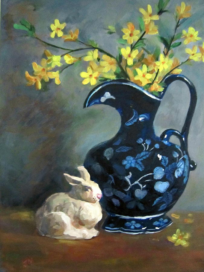 Sping in vase Painting by Jieming Wang