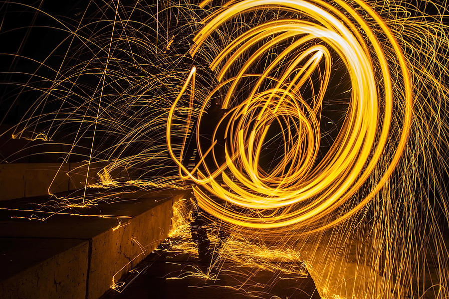 Spinning sparking light painting Photograph by Sven Brogren