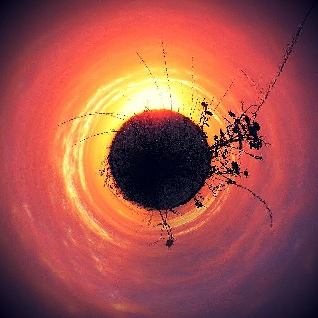 Abstract Photograph - Spinning Sunset... #tiny_planets by Robert Campbell