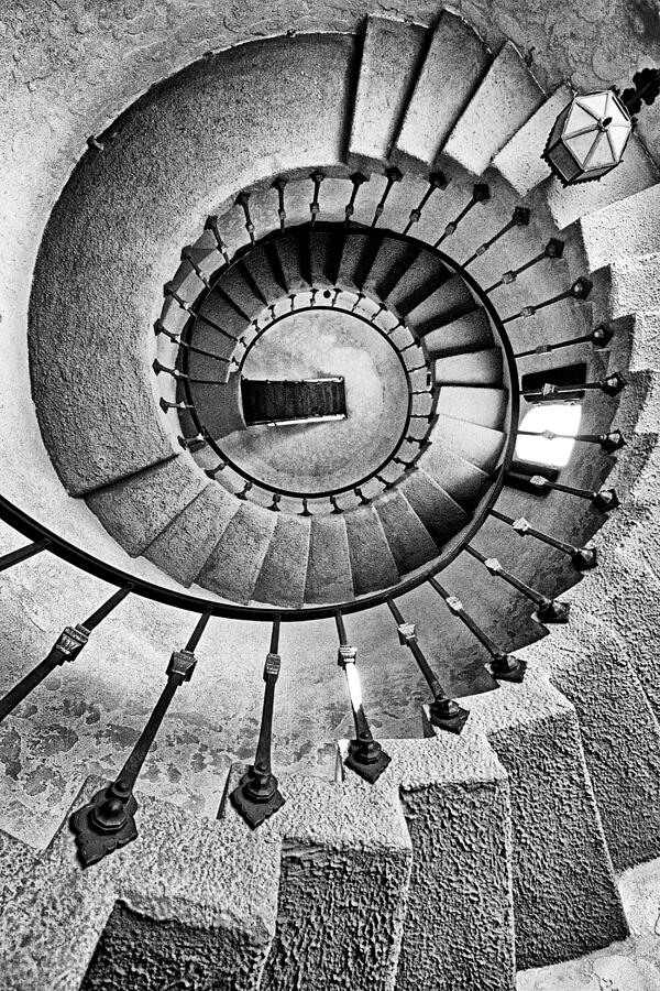 Spiral Castle Stairs in BW Photograph by Paul W Faust -  Impressions of Light