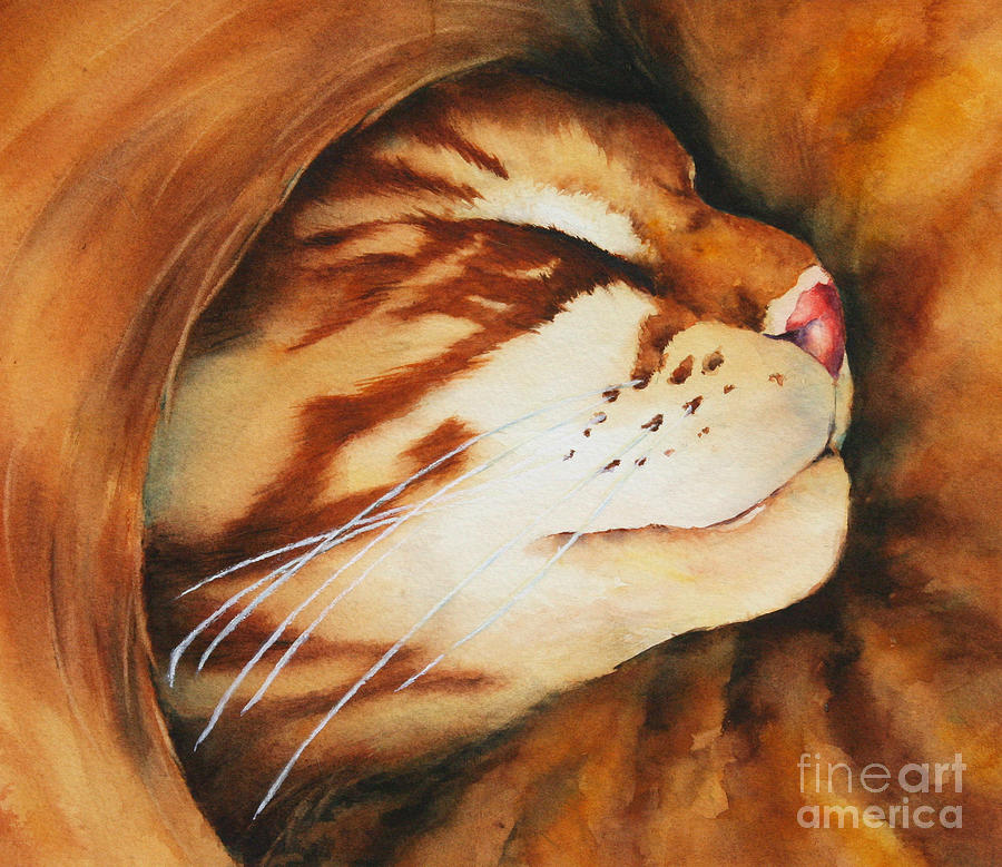 Spiral Cat Painting by Glenyse Henschel