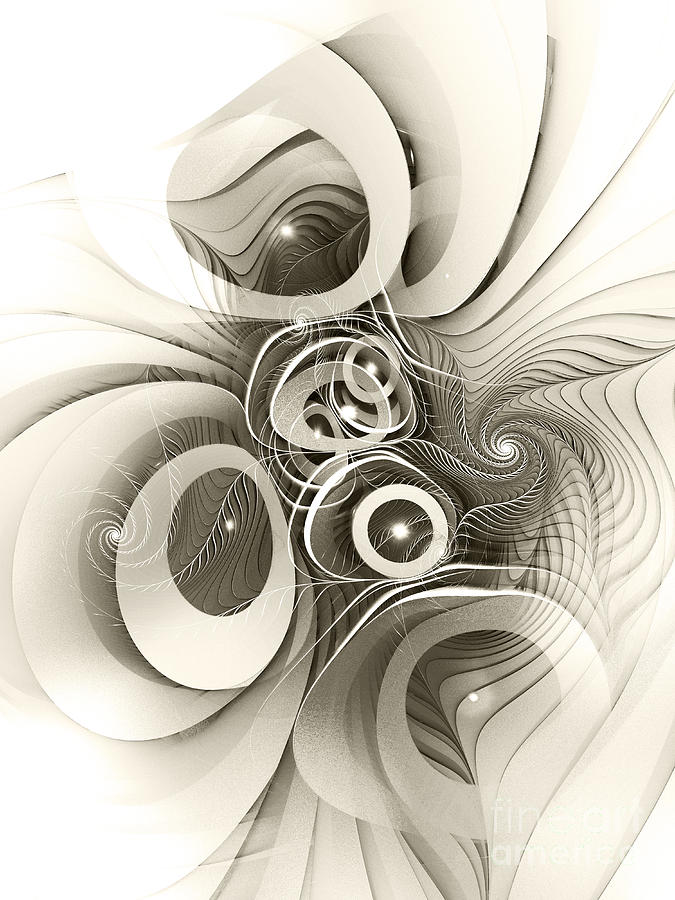 Spiral Mania 2 - Black and White Digital Art by Klara Acel