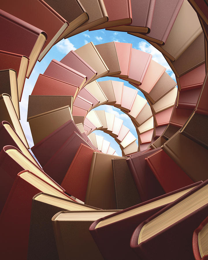 Book Photograph - Spiral Of Books by Ktsdesign