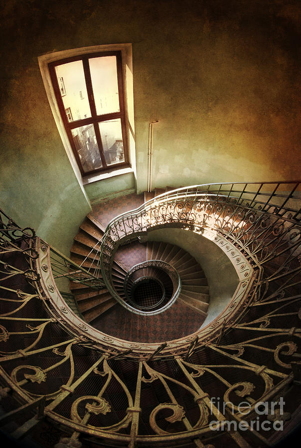 Spiral staircaise with a window Photograph by Jaroslaw Blaminsky