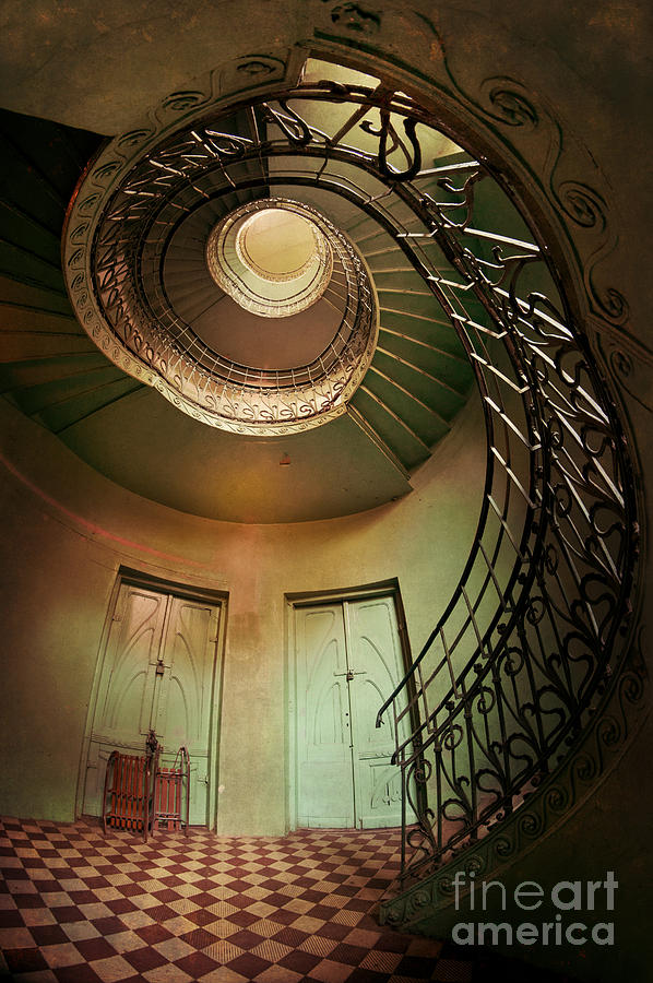 Spiral staircaise with two doors Photograph by Jaroslaw Blaminsky
