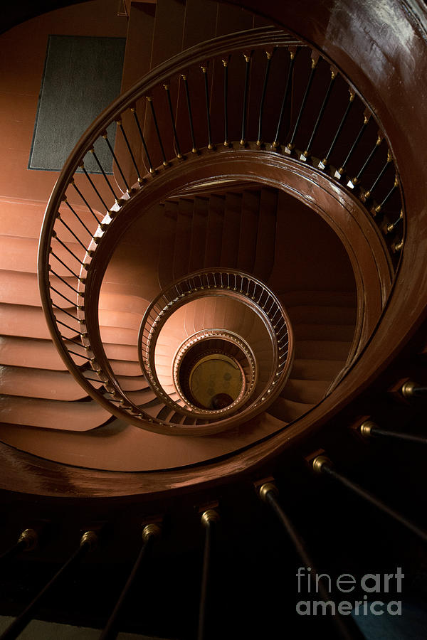 Architecture Photograph - Spiral staircase in chocolate brown colour by Jaroslaw Blaminsky
