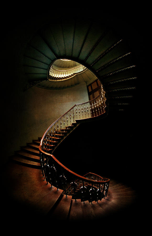 Spiral staircase in green and red Photograph by Jaroslaw Blaminsky