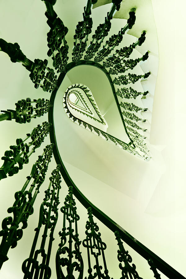 Spiral staircase in green Photograph by Jaroslaw Blaminsky