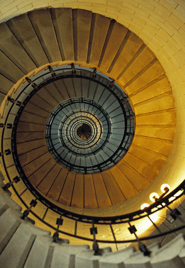 Architecture Photograph - Spiral staircase in Lighthouse France by David Davies