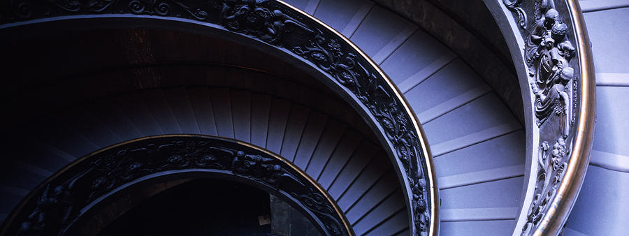 Color Image Photograph - Spiral Staircase, Vatican Museum, Rome by Panoramic Images