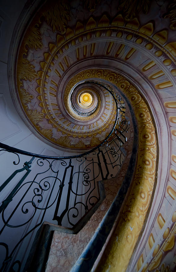 Spiral staircase with painted ornaments Photograph by Jaroslaw Blaminsky