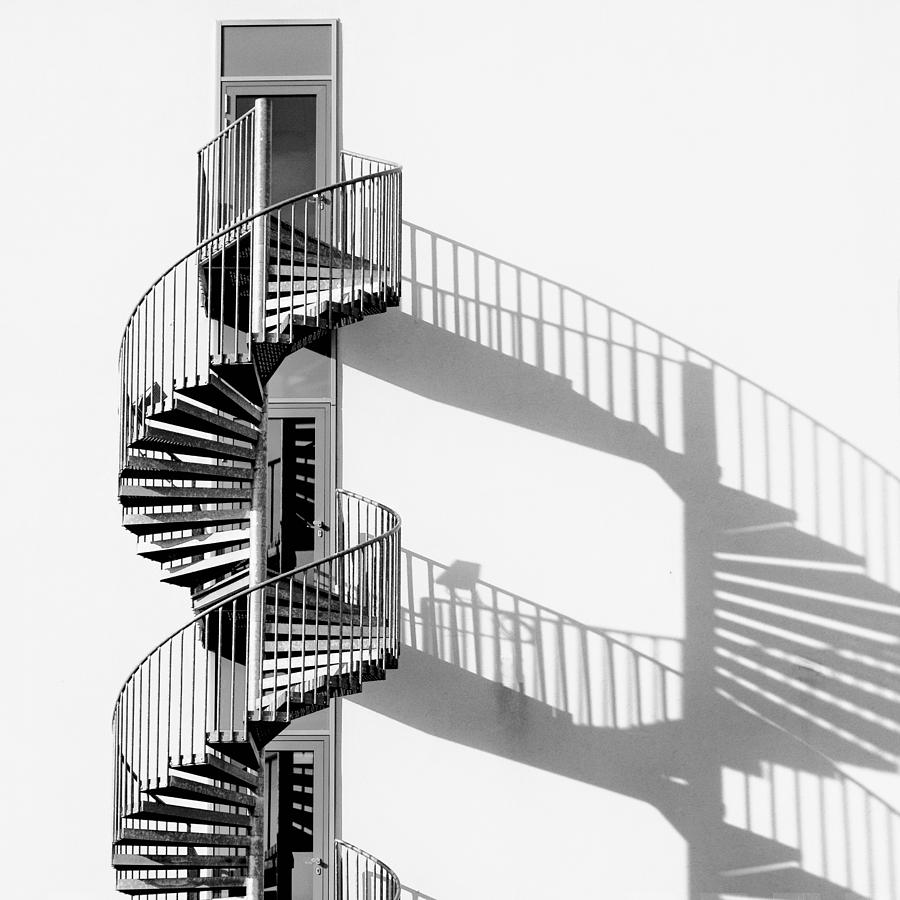 Monochrome Photograph - Spiral Staircase With Shadow by Rainer Czerwonka Monochrome Photograph - Spiral Staircase With Shadow by Rainer Czerwonka