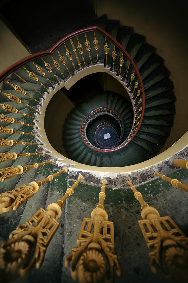Spiral stairs with ornamented handrail Photograph by Jaroslaw Blaminsky