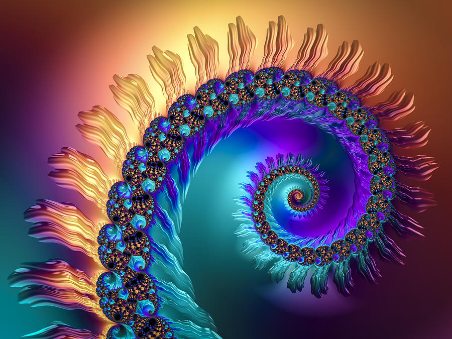 Spiral with beautiful orange purple turquoise colors Digital Art by Matthias Hauser