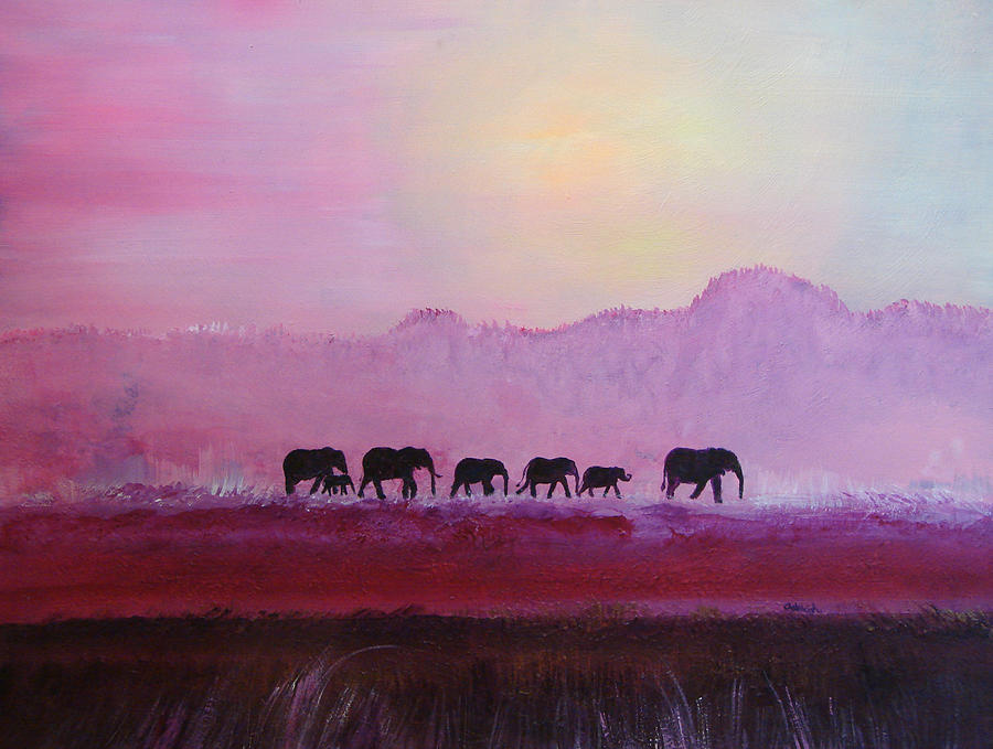 Spirit Companions Elephants Together Painting by Ashleigh Dyan Bayer