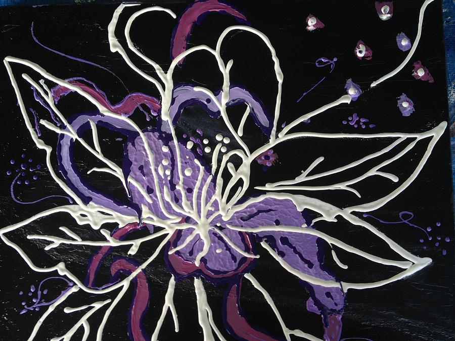 Black Painting - Spirit Flower 2 by Judi Goodwin