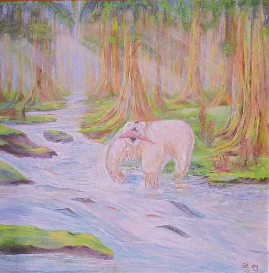 Salmon Painting - Spirit Kermode Bear by Cathy Long