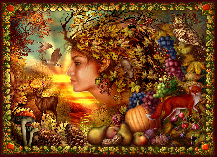 Fantasy Digital Art - Spirit of Autumn by MGL Meiklejohn Graphics Licensing