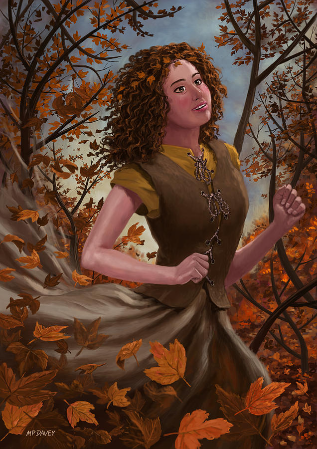 Fall Painting - Spirit of Autumn Woman by Martin Davey