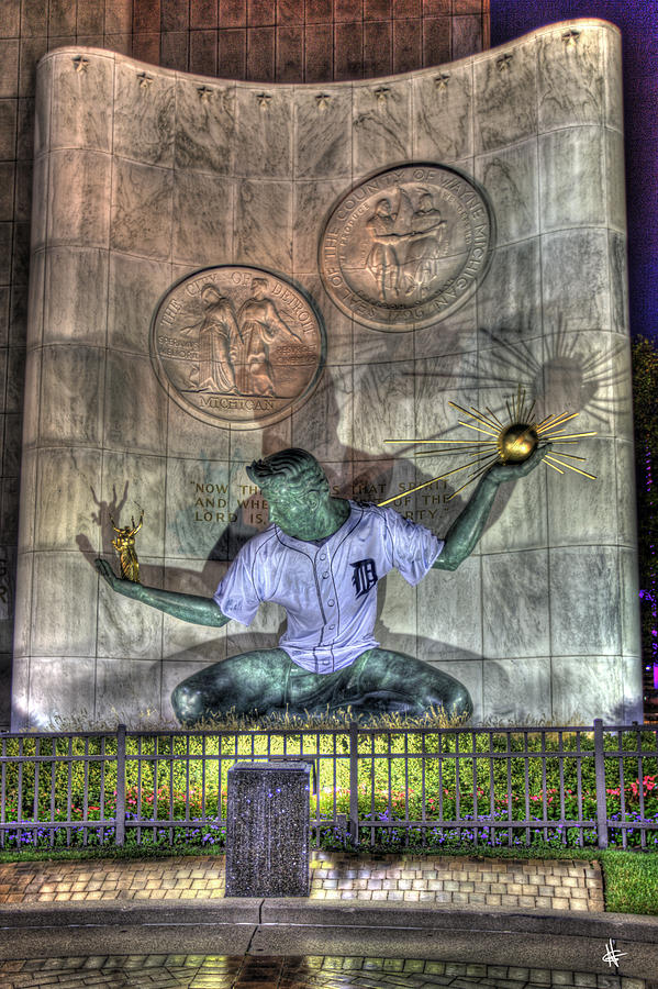 Spirit Of Detroit In Tiger Jersey Detroit MI Photograph by A And N Art