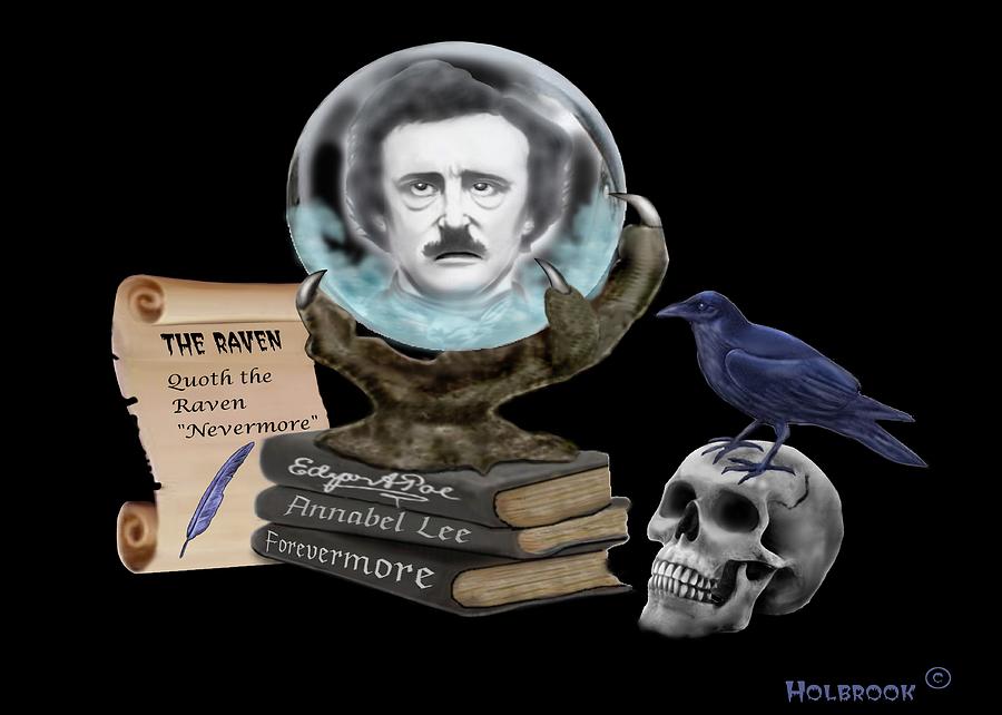 Raven Digital Art - Spirit Of Edgar A. Poe by Glenn Holbrook