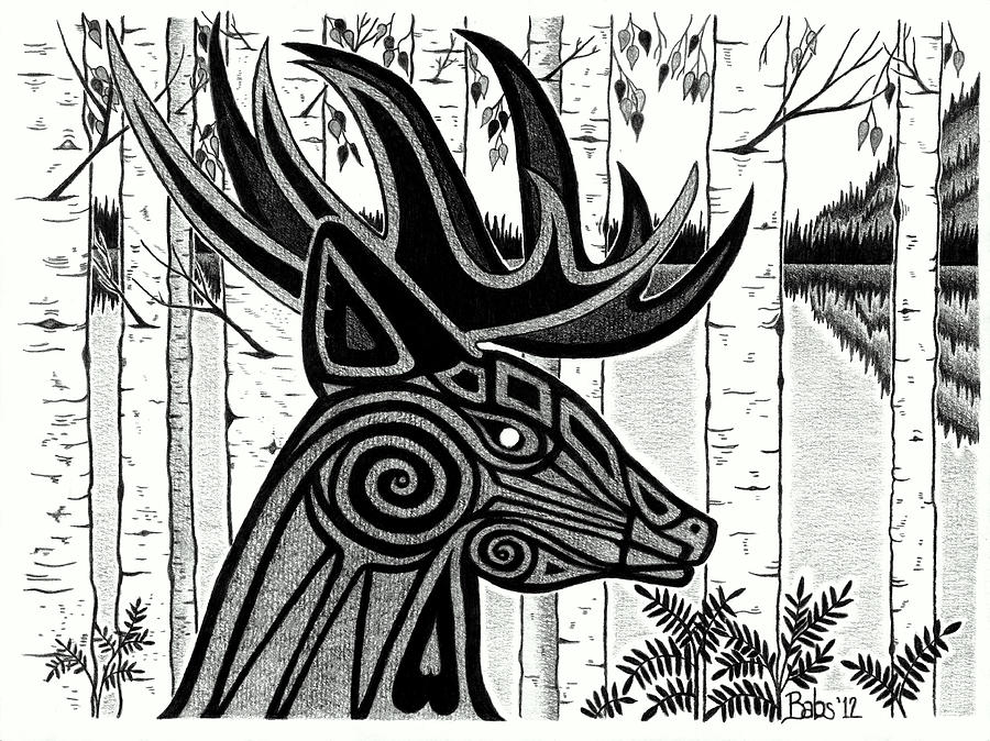 Deer Drawing - Spirit Of Gentle Strength by Barb Cote