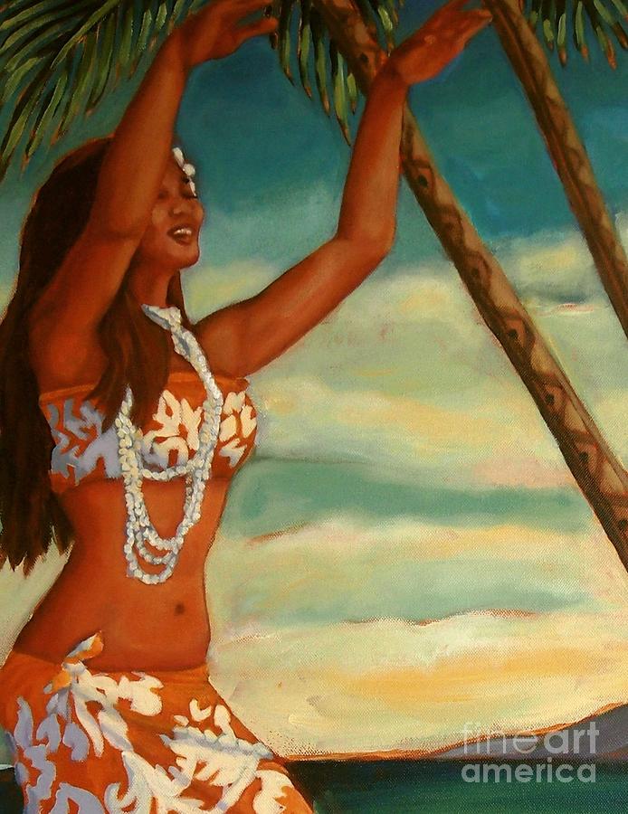 Spirit of Hula Detail Painting by Janet McDonald