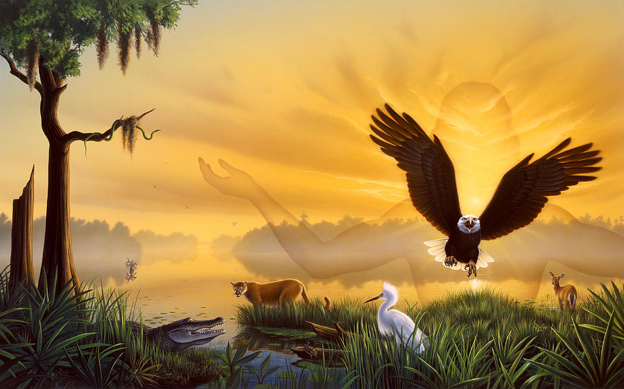 Eagle Painting - Spirit of the Everglades by Jerry LoFaro