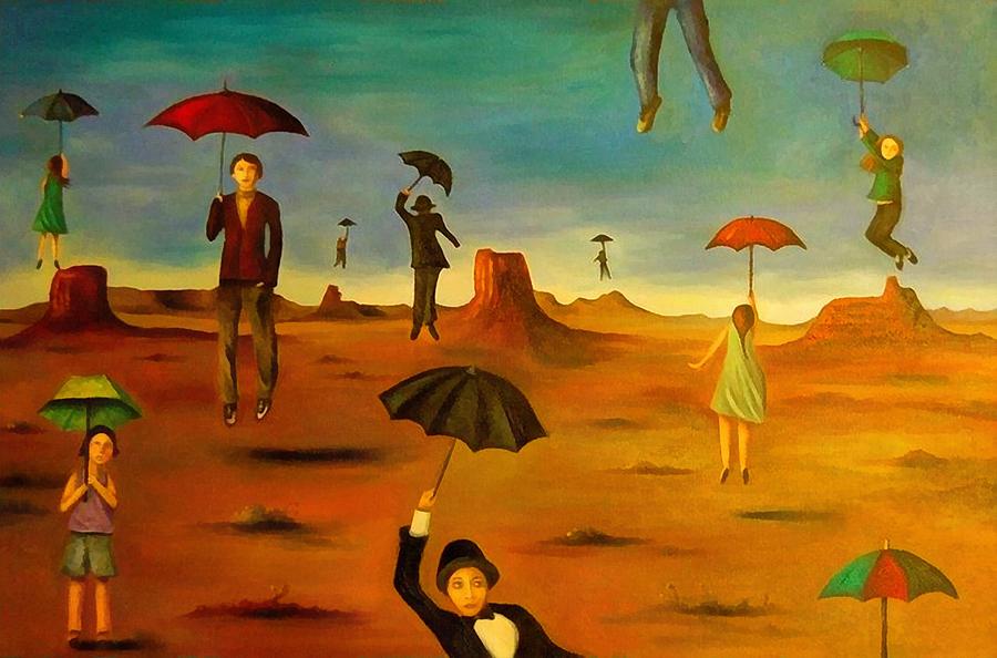 Spirit Of The Flying Umbrellas edit 1 Painting by Leah Saulnier The Painting Maniac