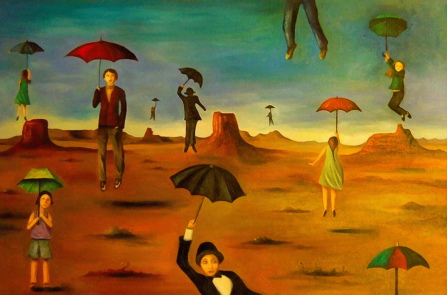 Spirit Of The Flying Umbrellas edit 2 Painting by Leah Saulnier The Painting Maniac
