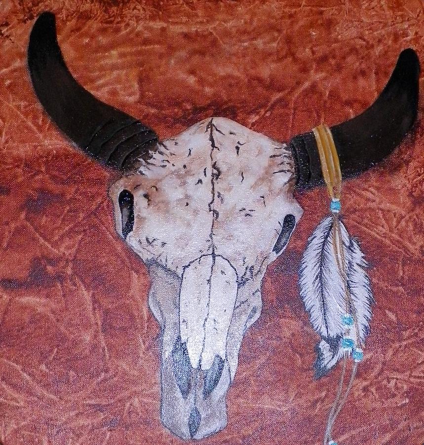 Spirit Skull Painting by Teri Merrill