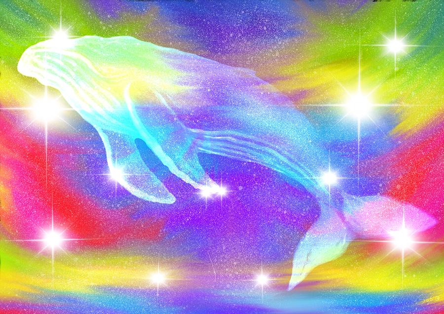 Spirit Whale in the Rainbow Sky Painting by Nick Gustafson