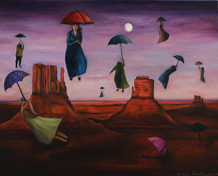 Spirits Of The Flying Umbrellas Painting by Leah Saulnier The Painting Maniac