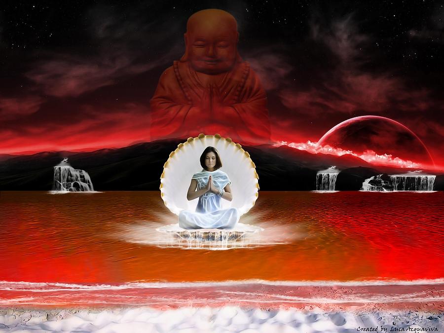 Buddha Digital Art - Spiritual Meditation by Arcanico Luca Smith Acquaviva