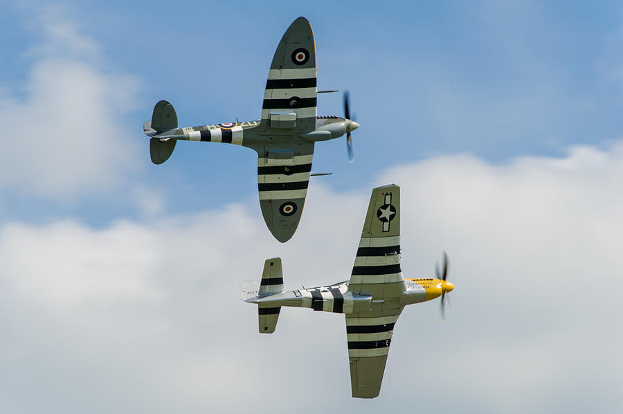 D-Day duo Spitfire and Mustang Photograph by Gary Eason
