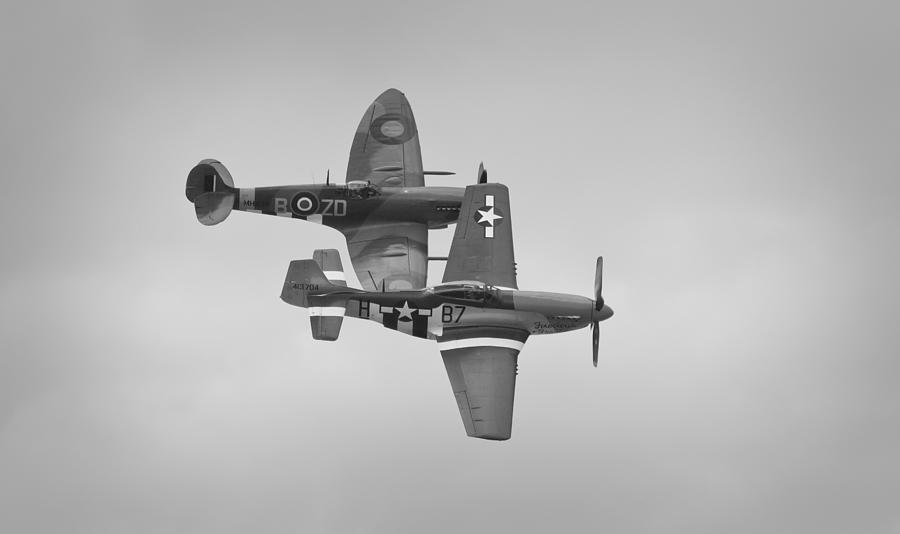 P-51d Photograph - Spitfire and Mustang by Maj Seda