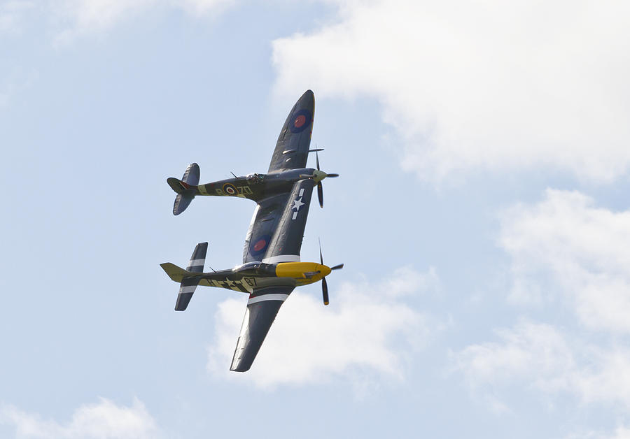 P-51d Photograph - Spitfire and Mustang Touching Wings by Maj Seda
