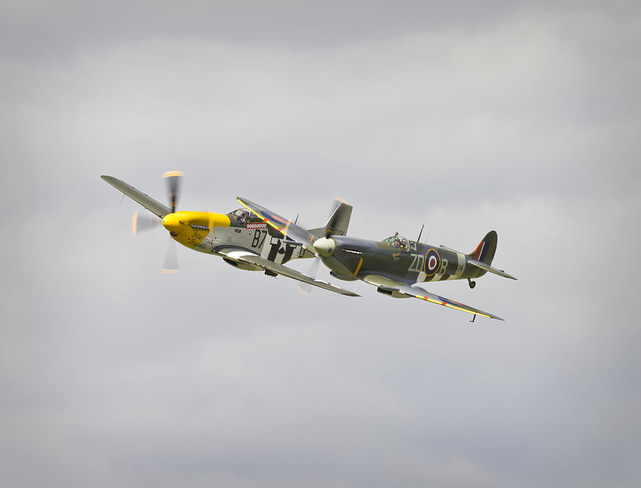 Spitfire and P-51D Mustang Photograph by Maj Seda