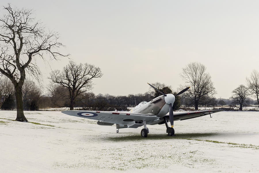 Spitfire in the snow Digital Art by Gary Eason