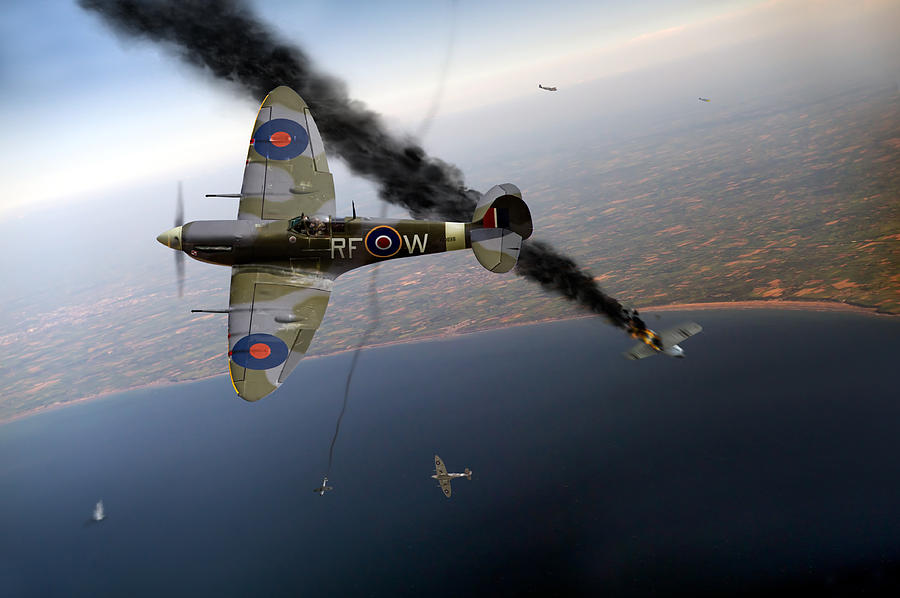 RAF Spitfires in Channel dogfight Photograph by Gary Eason