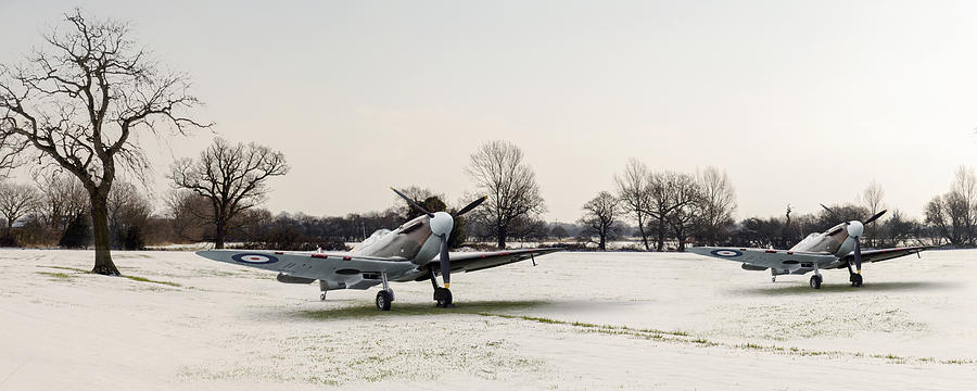 Spitfires in the snow Digital Art by Gary Eason