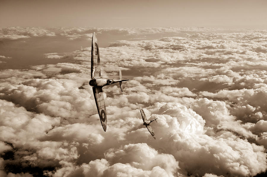 Spitfires turning in sepia version Photograph by Gary Eason