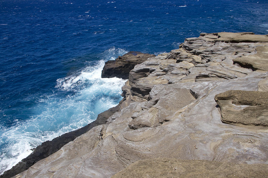 Honolulu Photograph - Spitting Caves Cliffs and Water by Ashlee Meyer