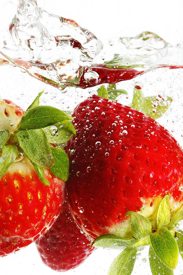 Strawberry Photograph - Splash by Ness Welham