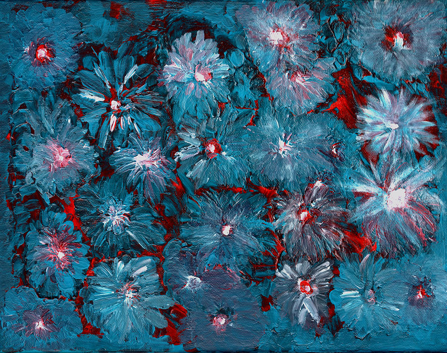 Splashed Abstract Flowers Painting