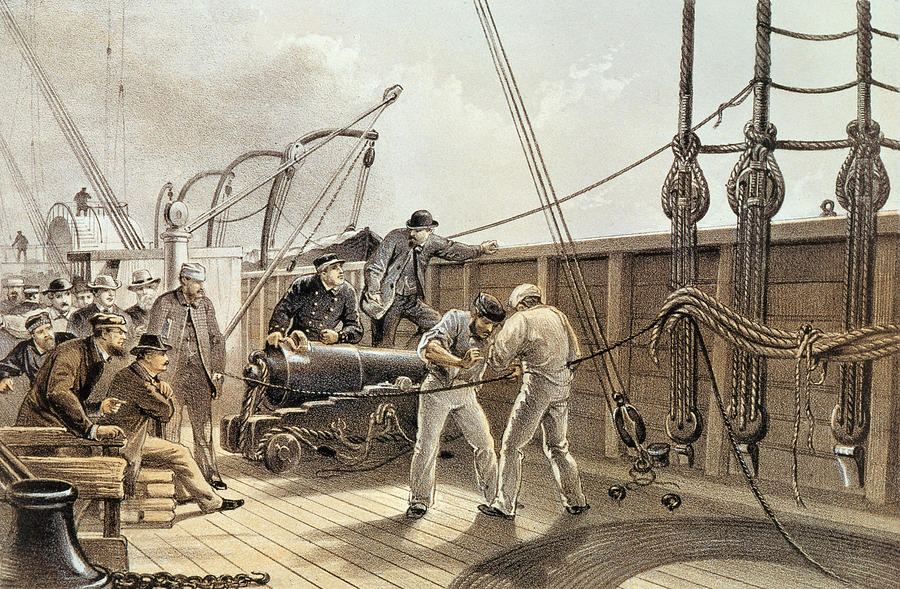 Crew Photograph - Splicing The Trans-atlantic Telegraph Cable After The First Accident On Board The Great Eastern by Robert Dudley