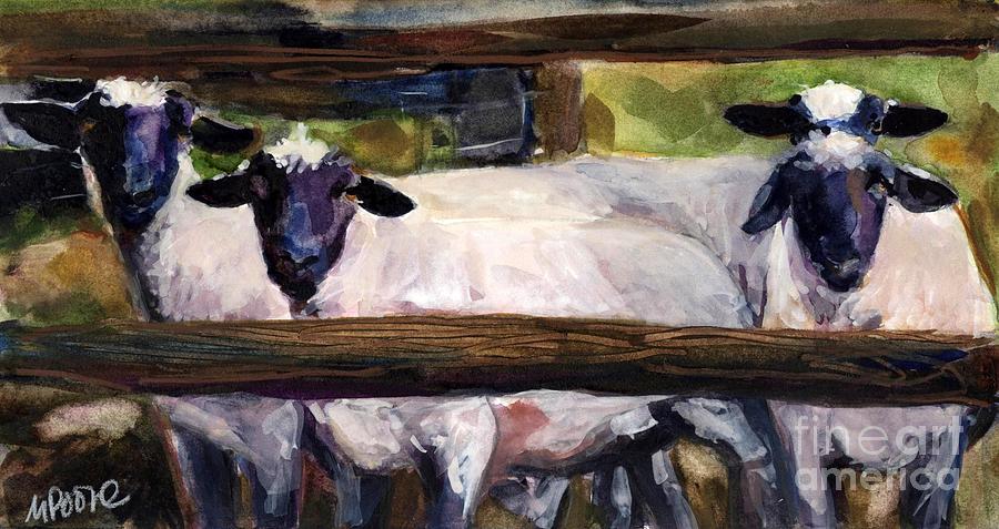 Sheep Painting - Split Rail by Molly Poole
