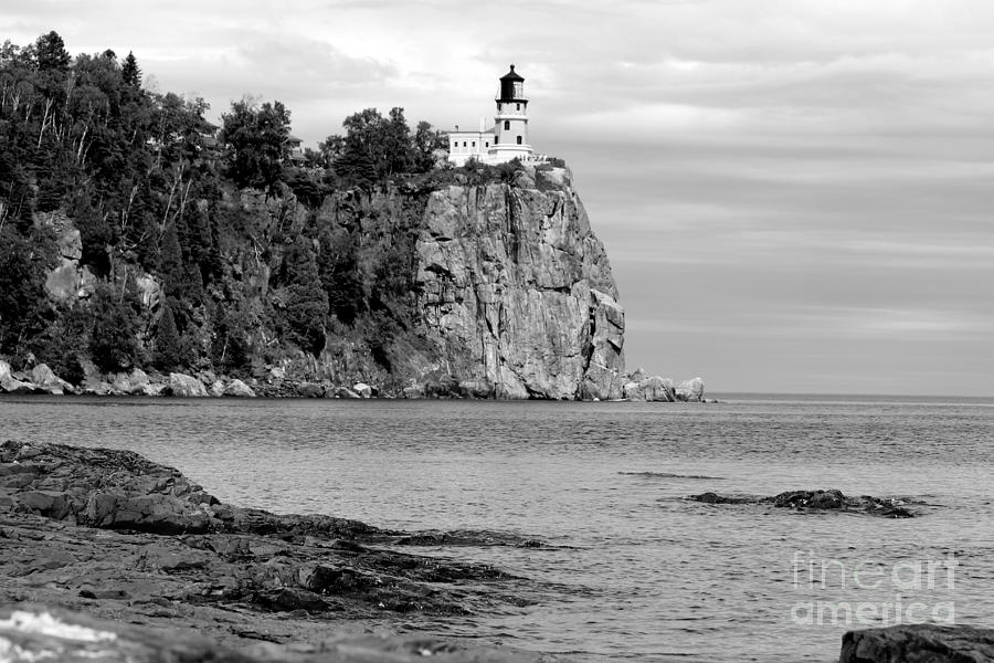 Split Rock Black and White Photograph by A K Dayton