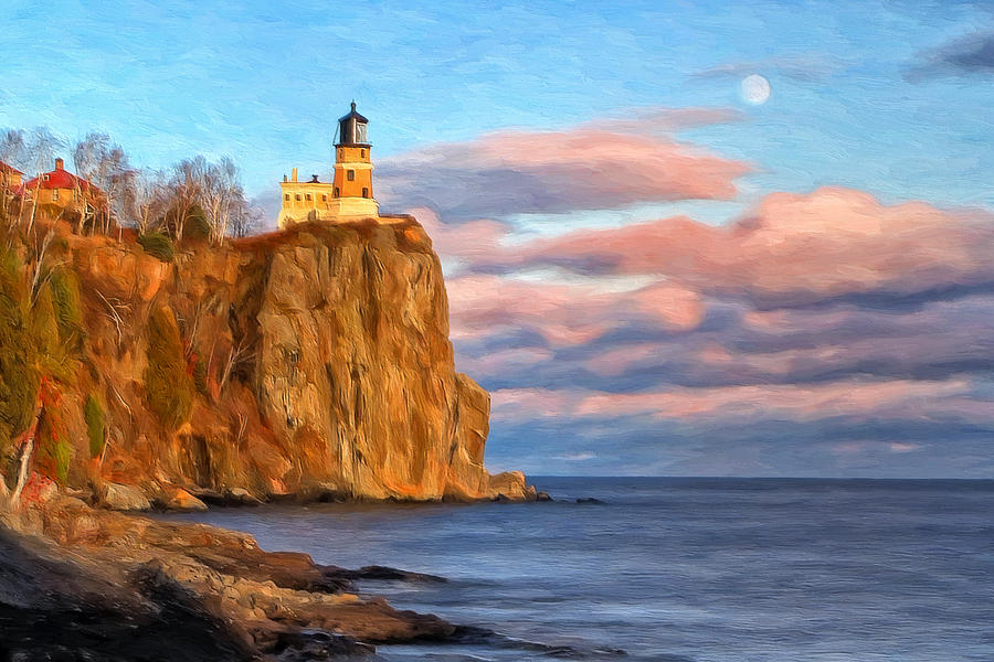 Split Rock Lighthouse Afternoon Painting by Michael Pickett